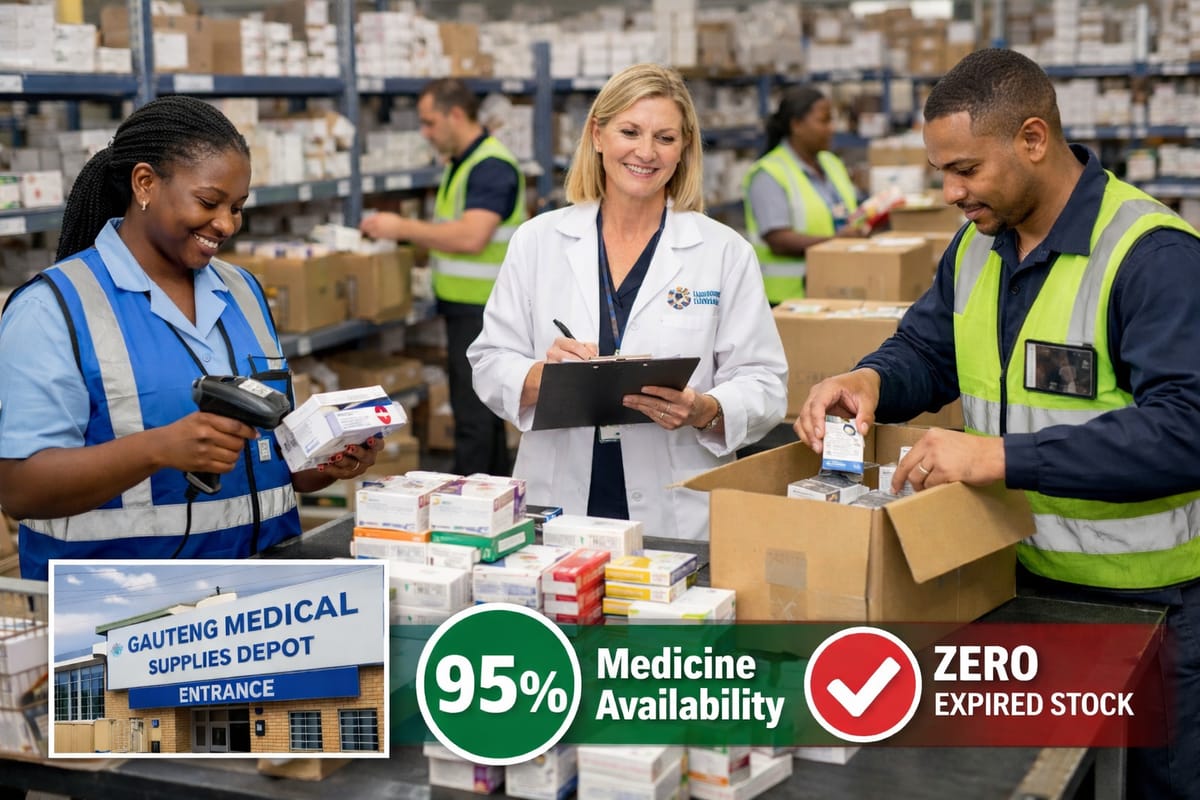 Staff at the Gauteng Medical Supplies Depot process medicine orders destined for public hospitals and clinics across the province.
